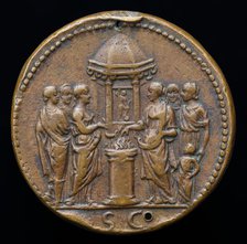 Empress and Five Women Sacrificing [reverse]. Creator: Giovanni da Cavino.