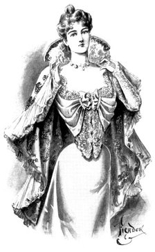 Ladies' Page: an evening bodice and wrap, 1898. Creator: Picador.