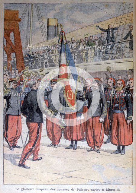 The glorious flag of the zouaves of Palestro arrives in Marseilles, 1903. Artist: Unknown