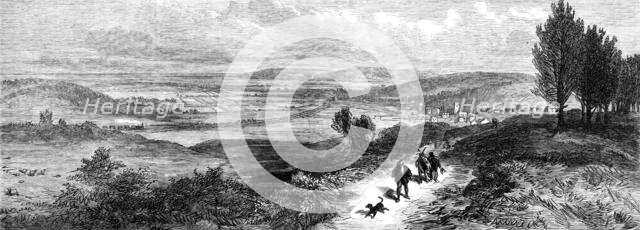 View near Sandringham, looking north-west to Dersingham and the railway at Wolferton, 1871. Creator: Unknown.