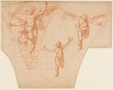 Three Studies of Angels for a Pendentive (recto), 1599/1604. Creator: Cristoforo Roncalli (Italian, 1552-1626).