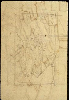 Study for Exhibition Room, Somerset House, from Microcosm of London (recto); Sketch..., 1807. Creator: Augustus Charles Pugin.