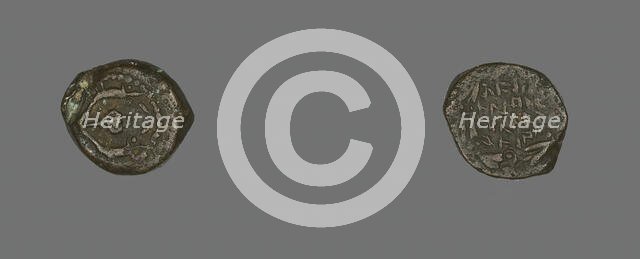 Coin Depicting a Double Cornucopia, Hasmonean Dynasty (135-39 BCE). Creator: Unknown.