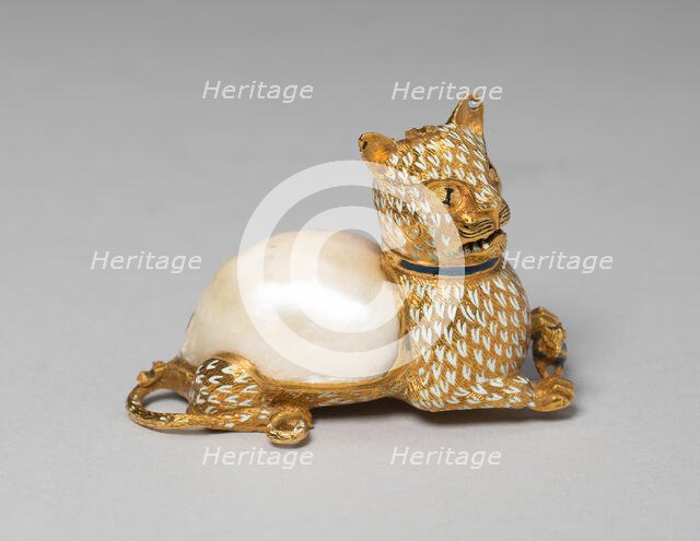 Baroque Pearl Mounted as a Cat Holding a Mouse, Spain, 17th century. Creator: Unknown.