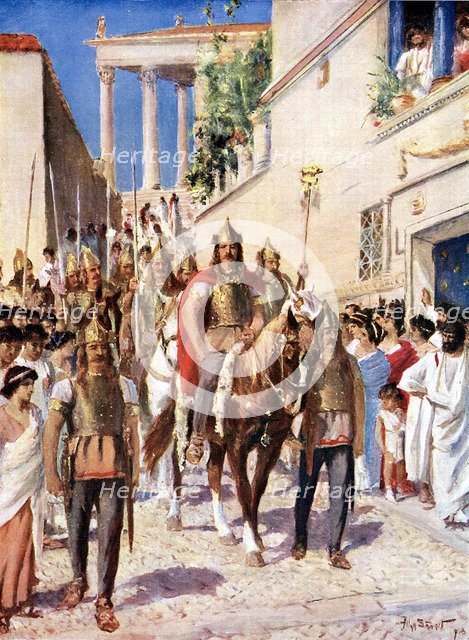 Alaric I king of Visigoths entering  Athens, (395) c1920. Artist: Unknown