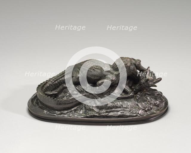 Crocodile Devouring an Antelope, model n.d., cast after 1845 by 1873. Creator: Antoine-Louis Barye.