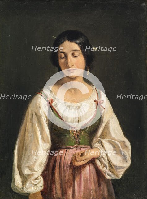 Standing Italian Woman. Study for A Goatherd Selling Milk, c1840. Creator: Wilhelm Marstrand.