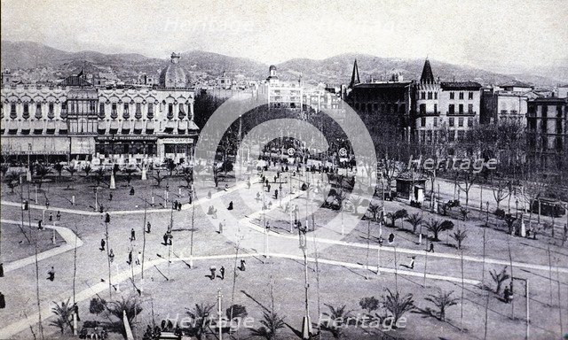 Catalonia square and Paseo de Gracia, 1910.