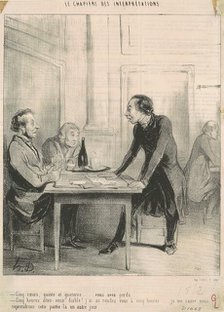 Cinq coeurs, quinte et quatorze ..., 19th century. Creator: Honore Daumier.