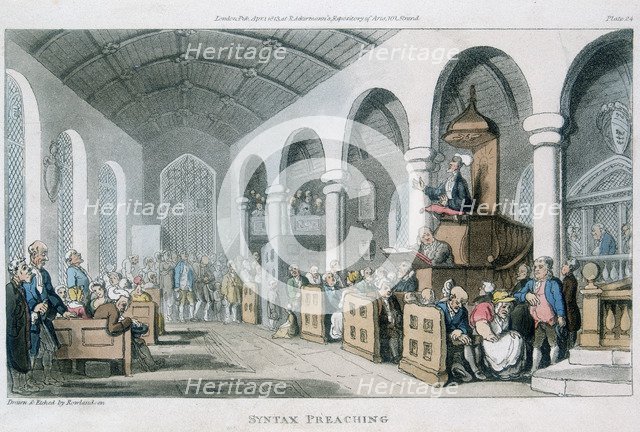'Syntax Preaching', 1813. Artist: Thomas Rowlandson