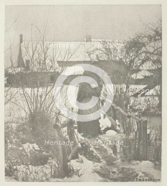 A Slippery Path - Winter Scene (Norfolk), c. 1883/87, printed 1888. Creator: Peter Henry Emerson.