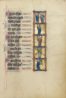 A Nimbed Bishop with a Staff and a Prophet: Saint Peter with a Key: Saint Paul with..., about 1300. Creator: Unknown.