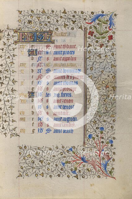 Calendar Page; Book of Hours, about 1415-1420. Creator: Unknown.