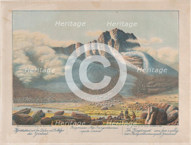 The "Kingitorssuak" seen from a valley near Kangerdluarssunguak, Greenland, 1863. Creator: Lars Møller.