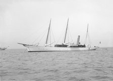 The steam yacht 'Isa' at anchor. Creator: Kirk & Sons of Cowes.