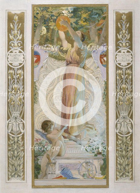 Sketch for the 'festival staircase' at the Hotel de Ville in Paris: Festival lighting, c1888-1898. Creator: Luc Olivier Merson.