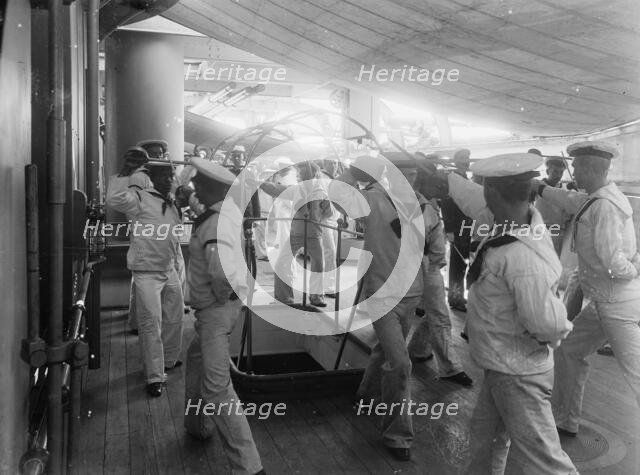 U.S.S. Brooklyn, single stick exercise, between 1896 and 1899. Creator: Unknown.