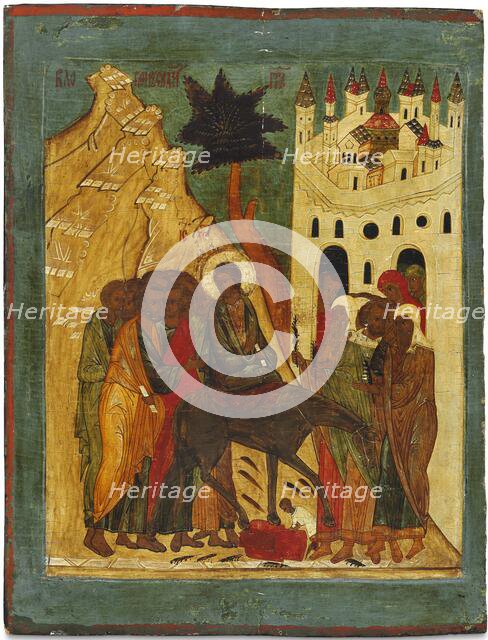 The Entry of Christ into Jerusalem, 16th century. Creator: Russian icon.
