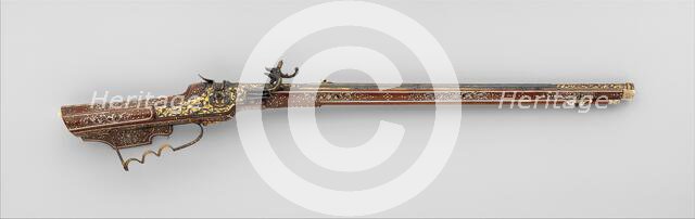 Wheellock Rifle, German, Munich and Augsburg, ca. 1640-50. Creators: Caspar Spat, Elias Becker.