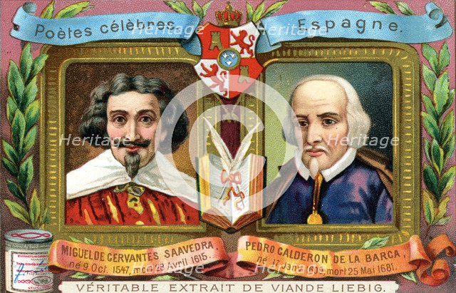 Miguel de Cervantes Saavedra and Pedro Calderon De La Barca, c1900. Artist: Unknown