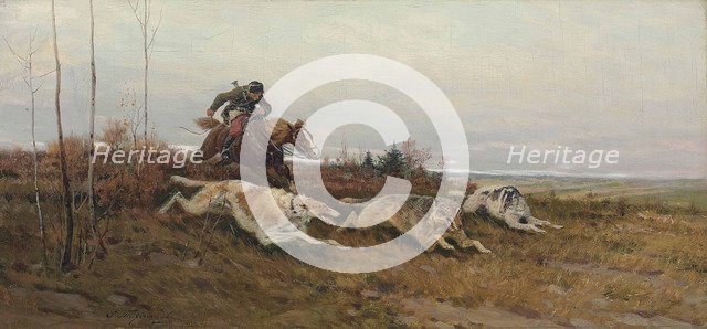 Wolf hunting with borzois .