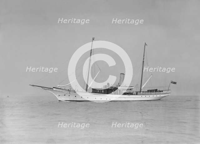 The steam yacht 'Branwyn' under way, 1911. Creator: Kirk & Sons of Cowes.