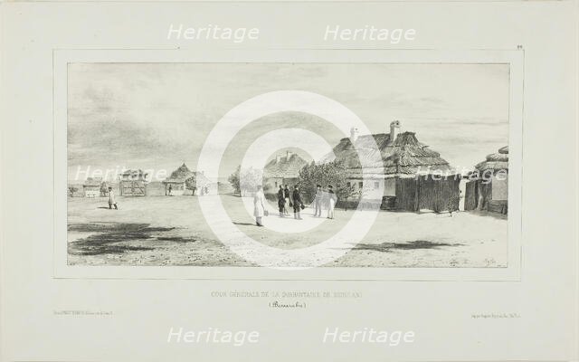 Courtyard of the Quarantine General, Skoulani, Bessarabia, 1839. Creator: Auguste Raffet.