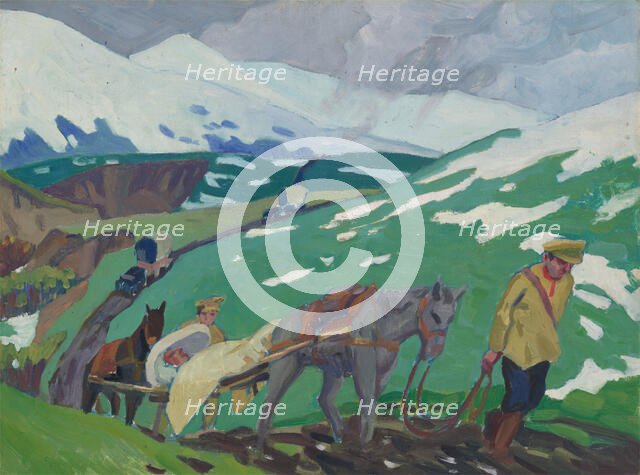 World War I: "transport of our wounded in Russia, 1918". Creator: Jan Gordon.