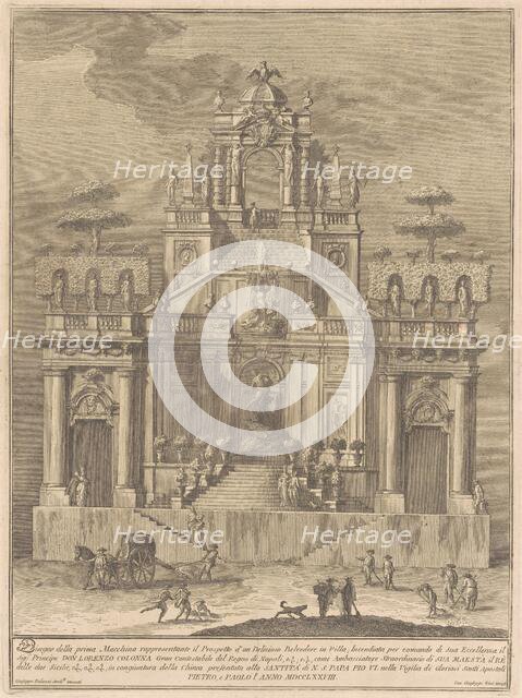 The Prima Macchina for the Chinea of 1778: A Countryside Belevedere with Hercules..., 1778. Creator: Giuseppe Vasi.