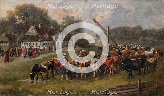 Cattle's Return, 1868. Creator: Jozef Brodowski.