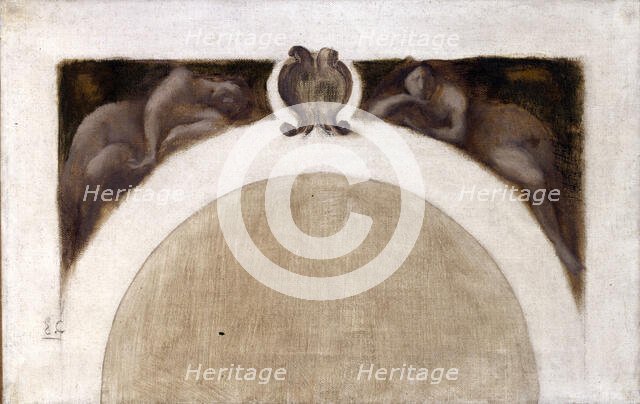 Esquisse pour le salon des Sciences de l'Hôtel de Ville de Paris : Le Magnétisme..., c.1889-1891. Creator: Eugene Carriere.