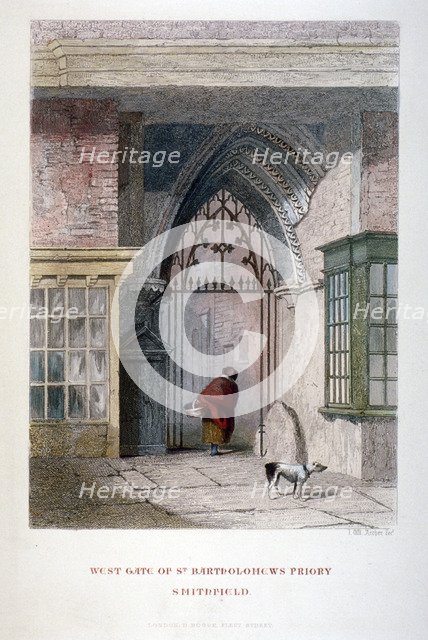 West gate of the old Priory of St Bartholomew-the-great, Smithfield, City of London, 1851. Artist: John Wykeham Archer