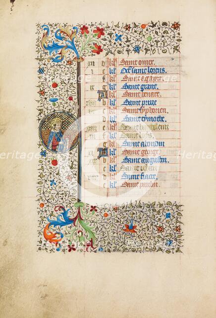 August Calendar Page: Saint Louis; Book of Hours, about 1440-1450. Creator: Workshop of the Bedford Master.