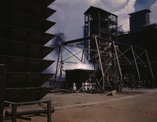 TVA chemical plant, where elemental phosphorus is made, vicinity of Muscle Shoals, Alabama, 1942. Creator: Alfred T Palmer.
