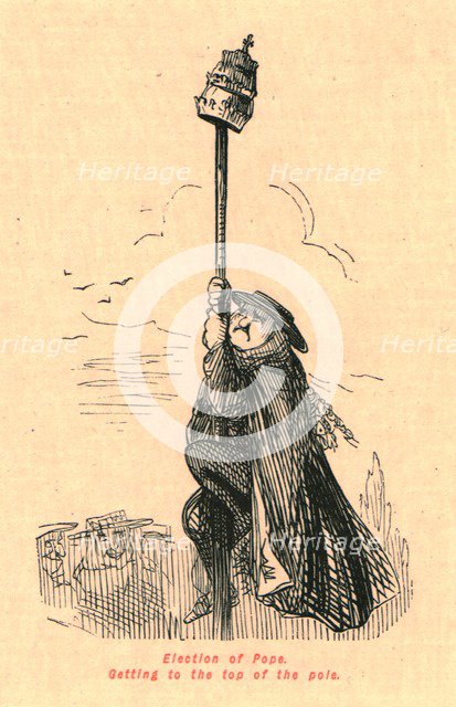 'Election of Pope. Getting to the top of the pole', 1897. Creator: John Leech.