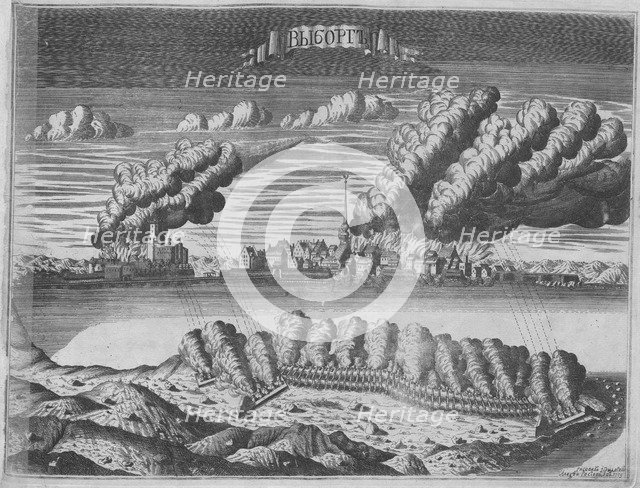 View of the Siege of Viborg on 13 June 1710, 1715. Artist: Rostovtsev, Alexei Ivanovich (1670s-1730s)
