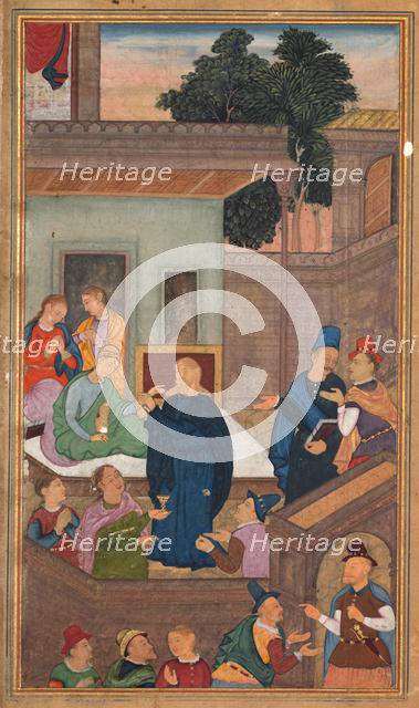 Jesus Raises Jairus's Daughter from the Dead, from a Mirror of Holiness (Mir’at al-quds)..., 1602-16 Creator: Unknown.