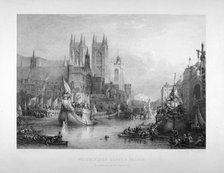 Debarkation at Westminster Bridge on Lord Mayor's Day, London, c1836.                                Artist: Edward Goodall