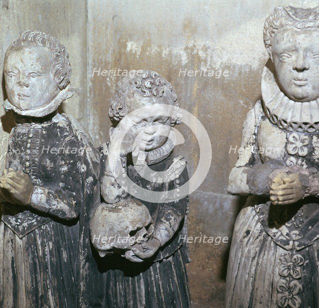 The children of Sir John Scudamore at his tomb, 17th century. Artist: Unknown