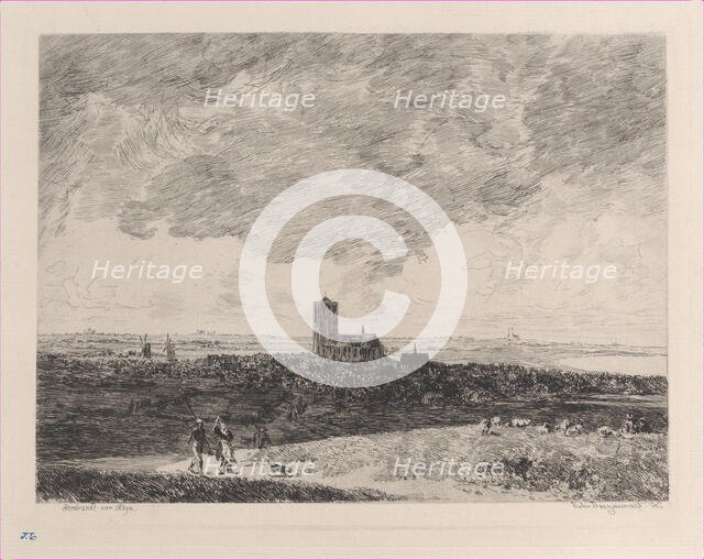 Landscape, after Rembrandt, 1877. Creator: Jules-Ferdinand Jacquemart.