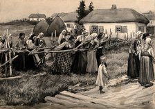 A religious cholera procession in rural Russia (from the series of watercolors Russian revolution),  Artist: Vladimirov, Ivan Alexeyevich (1869-1947)