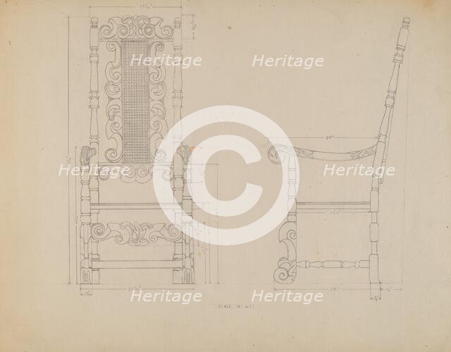 Drawing of a Chair, 1935/1942. Creator: Unknown.