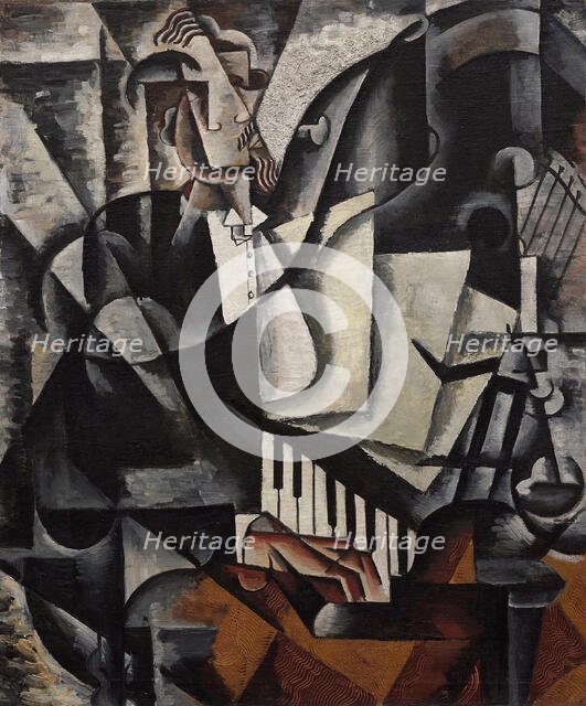 The Pianist, 1915. Creator: Popova, Lyubov Sergeyevna (1889-1924).