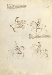 Equestrian Combat with Lance and Sword; Fior di Battaglia, about 1410. Creator: Fiore Furlan dei Liberi da Premariacco.