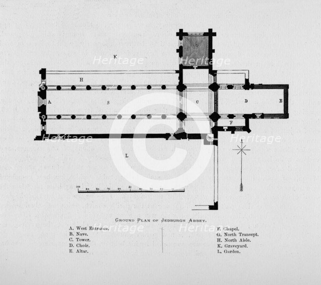 'Ground Plan of Jedburgh Abbey', 1897. Artist: Unknown.