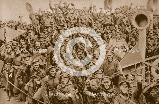 Hailing 'home' with smiles and cheers, c1914-1919.