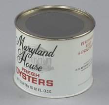 Oyster can used by H. B. Kennerly & Son, Inc., 1935-1950. Creator: Unknown.