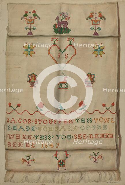 Pa. German Show Towel, c. 1937. Creator: Frances Lichten.