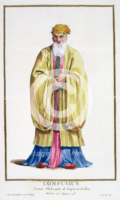 Confucius, ancient Chinese philosopher, (1780). Artist: Pierre Duflos
