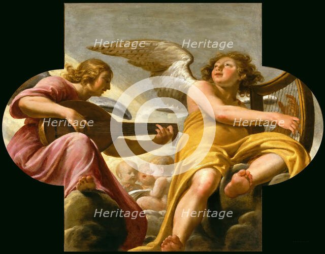 Two Angels Making Music, 1648. Creator: Champaigne, Philippe, de (1602-1674).